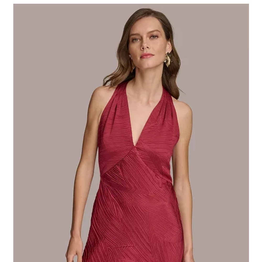 NWOT Donna Karan Red V neck Gown sz 4 - Picture 3 of 7